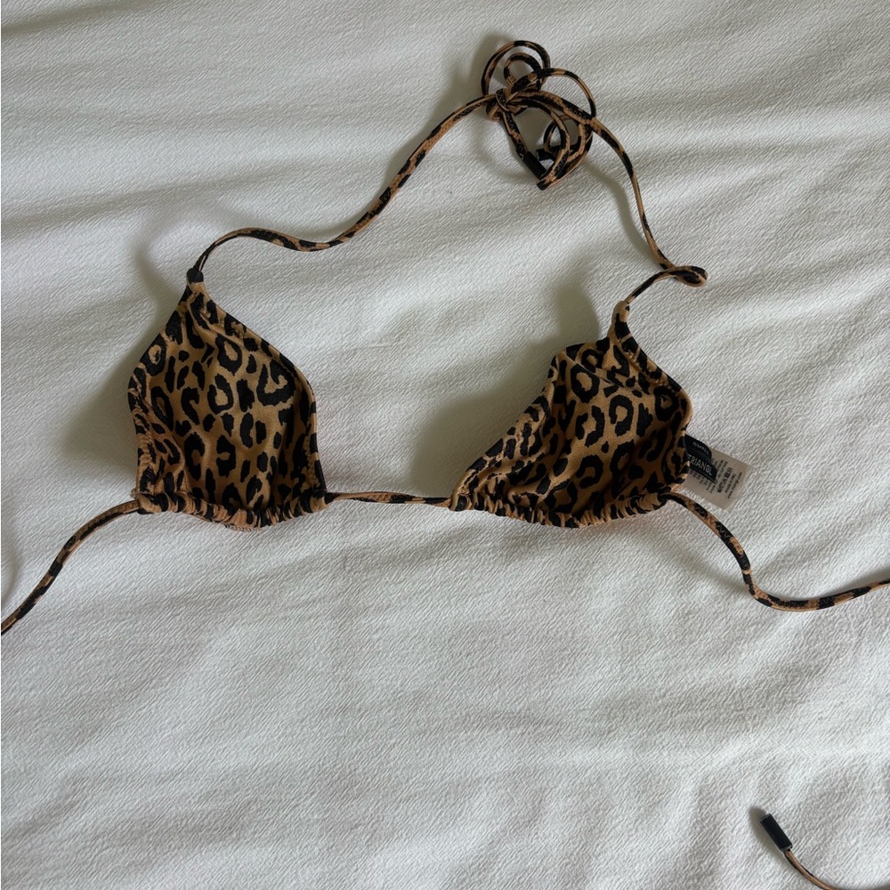 triangl swimwear Leopard-Print Triangle Bikini Top in Brown & Black